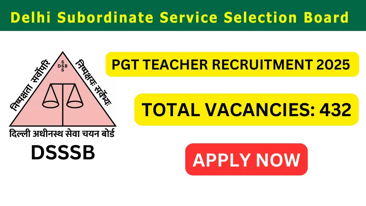 DSSSB PGT Teacher Recruitment 2025