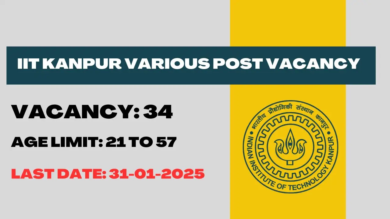 IIT Kanpur Various Post vacanvy 2024